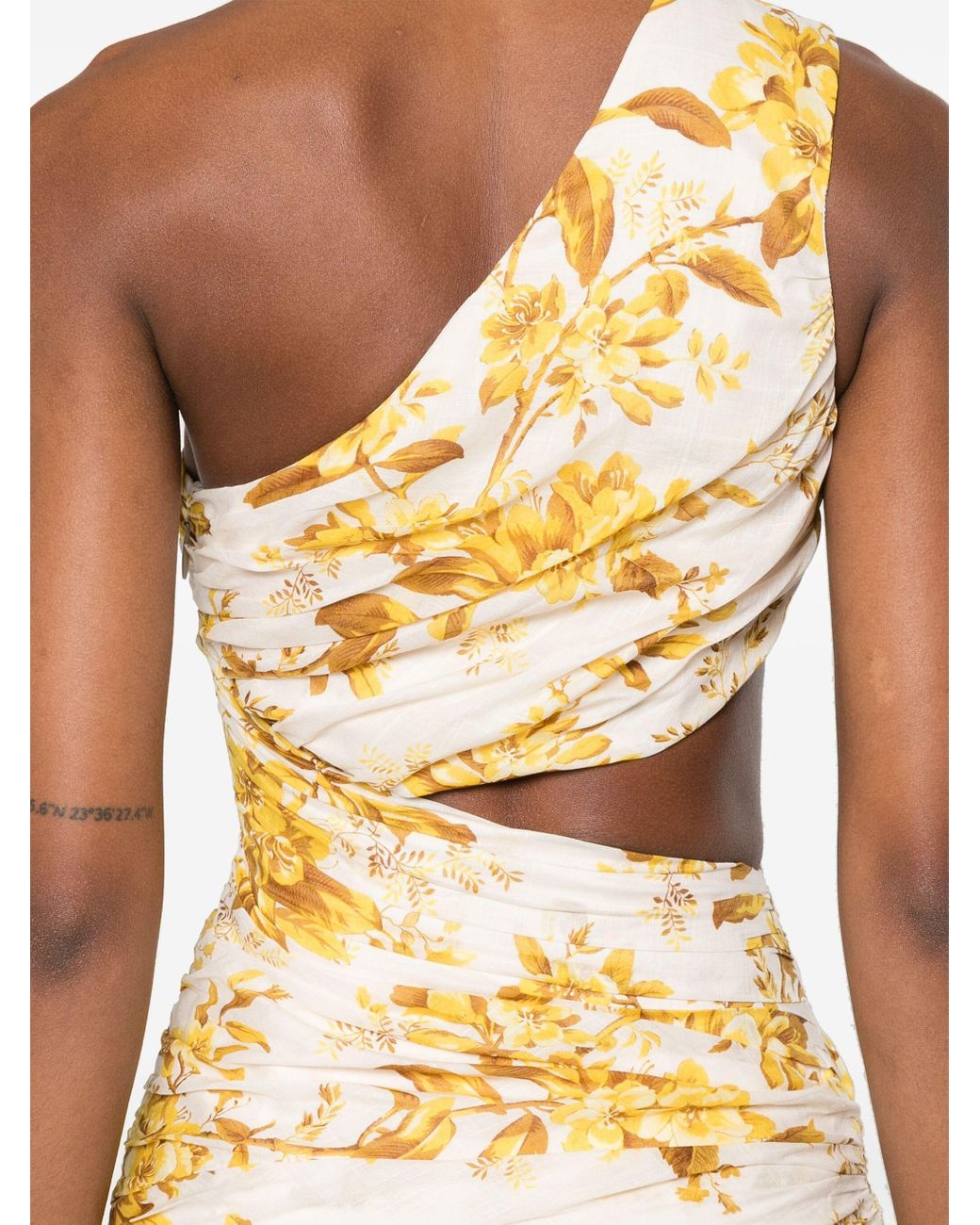 Zimmermann Golden Asymmetric Dress in Metallic | Lyst