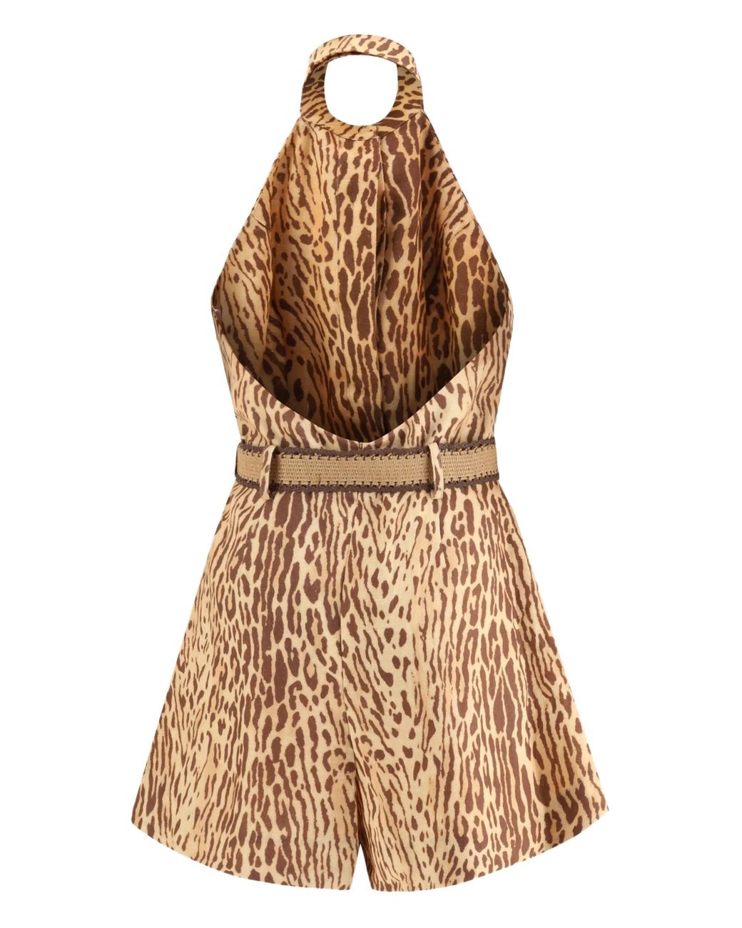 Zimmermann Natural Halterneck Leopard-print Mini Dress