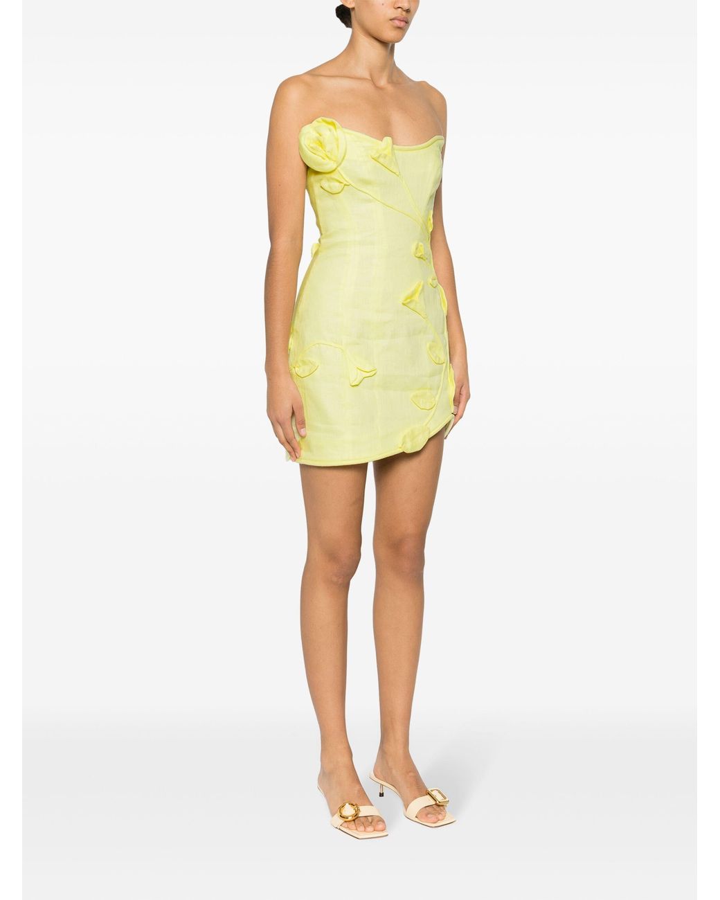 slim fit dress slacks Zimmermann Golden Ruffle Mini Dress | Yellow/Floral | Size 2