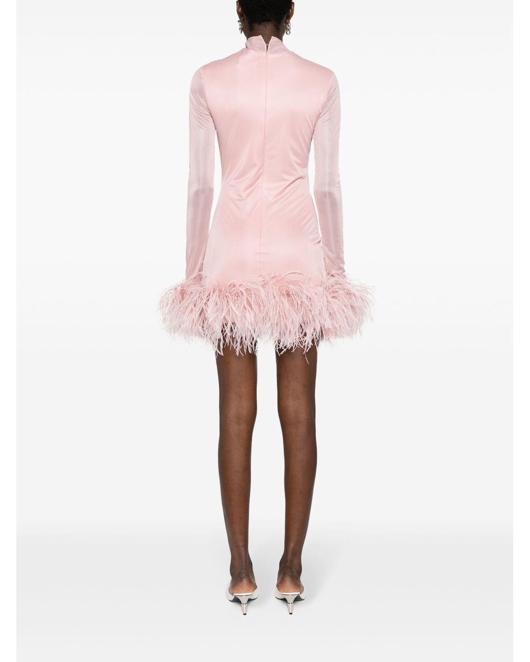 open lace back dress Luxury Pink Princess Girl Dress with Feathers Beading J395  DreamyVow