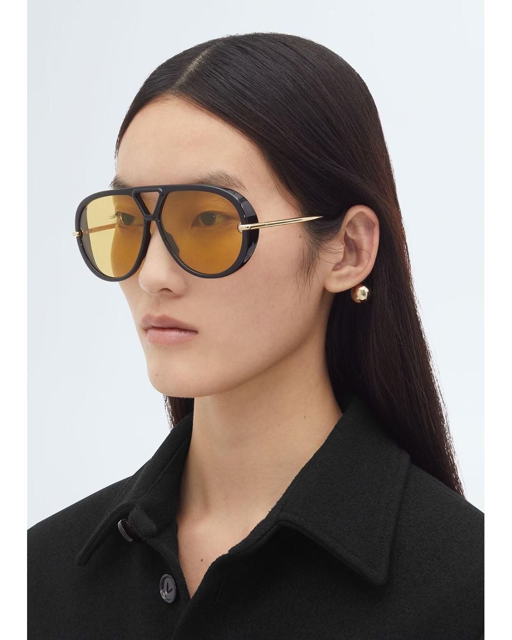 Bottega Veneta Metallic Drop Aviator Sunglasses