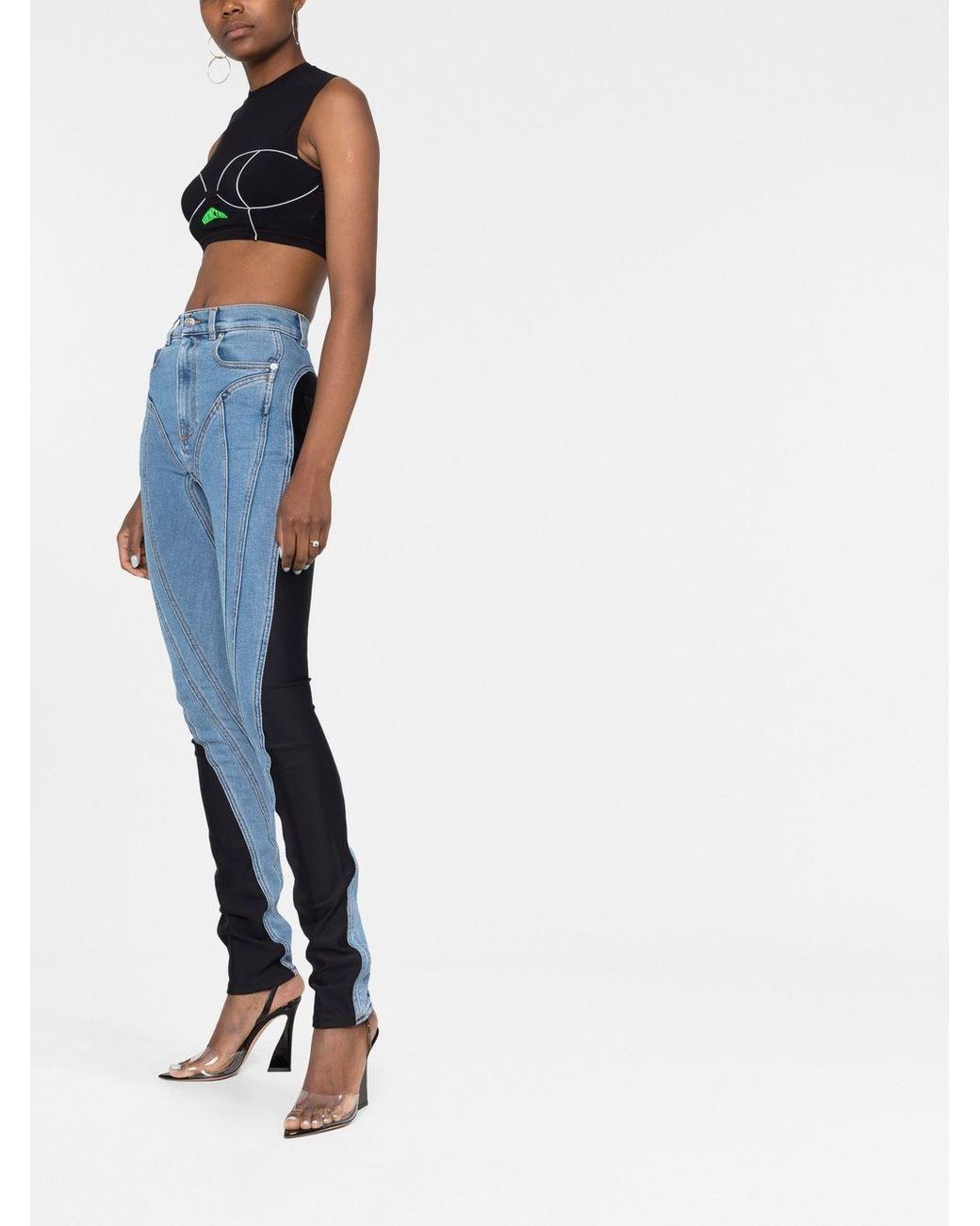 Half black best sale half denim jeans