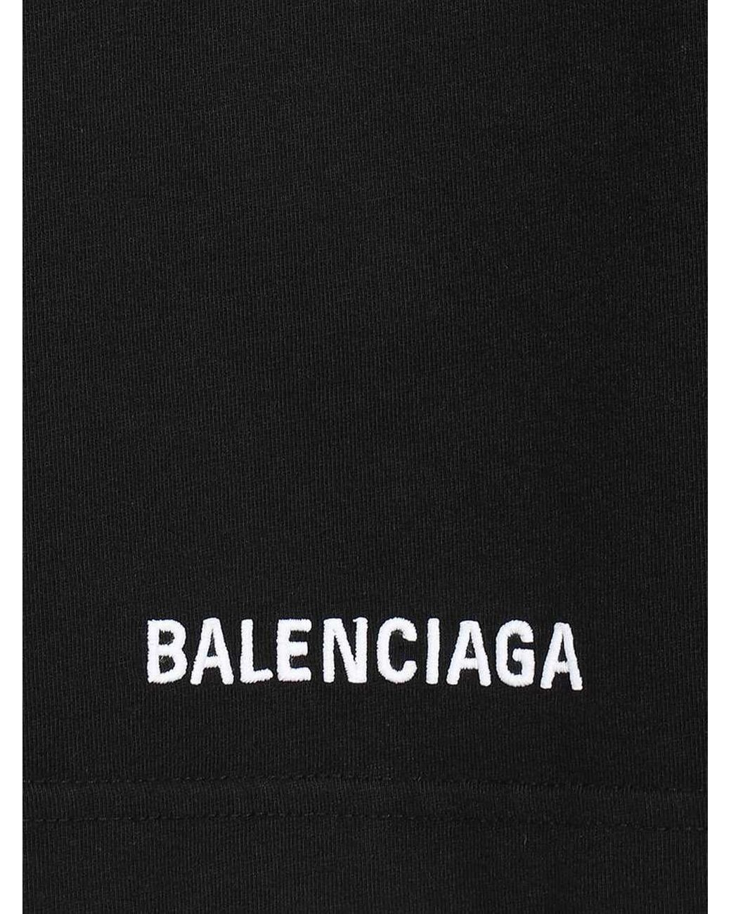 Balenciaga Black T-shirt Logo White for Men | Lyst