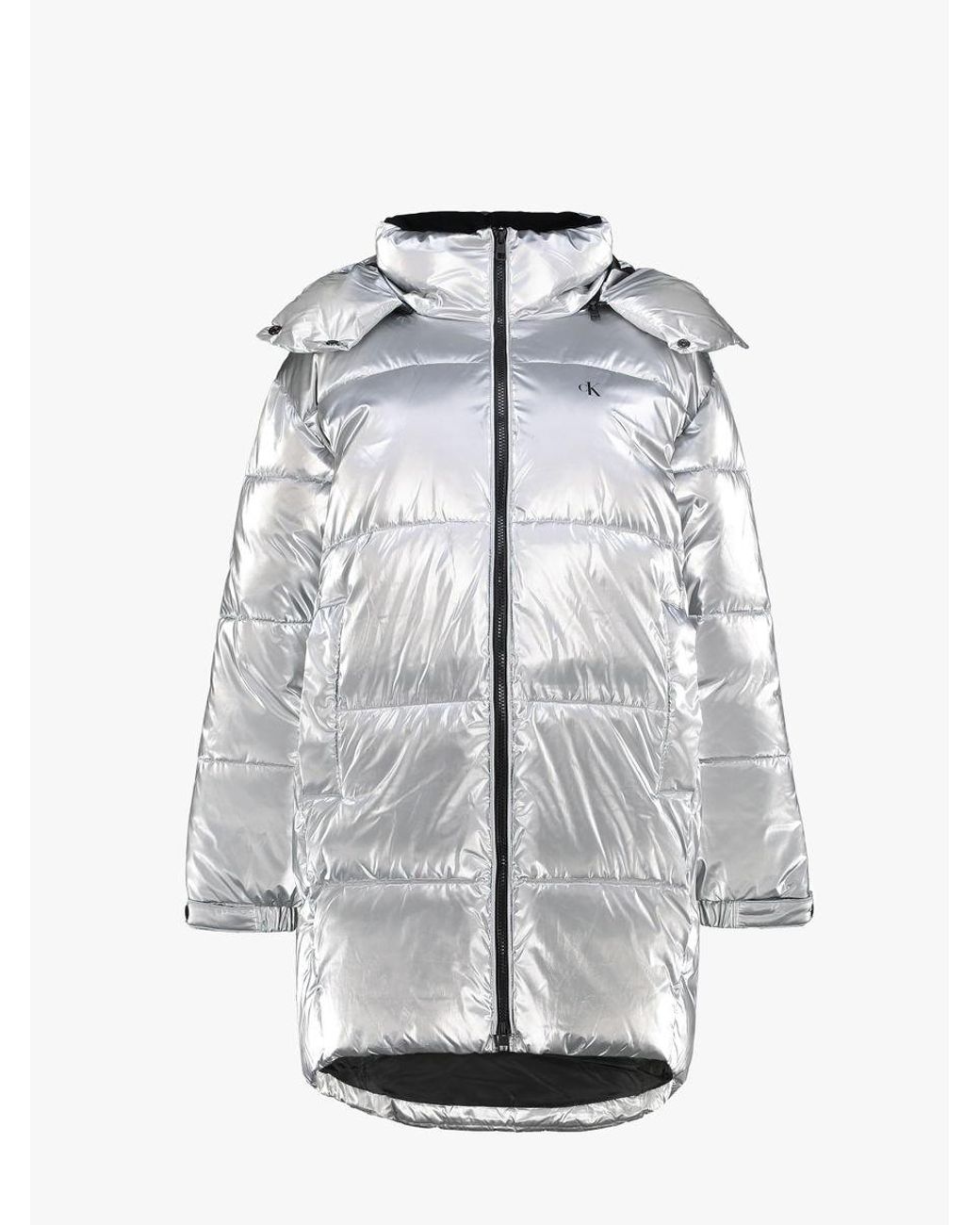 calvin klein silver puffer vest
