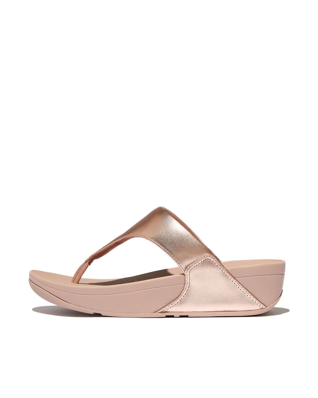 Fitflop Brown Lulu Leather Toe-Post Sandals, Rose, Size: Uk