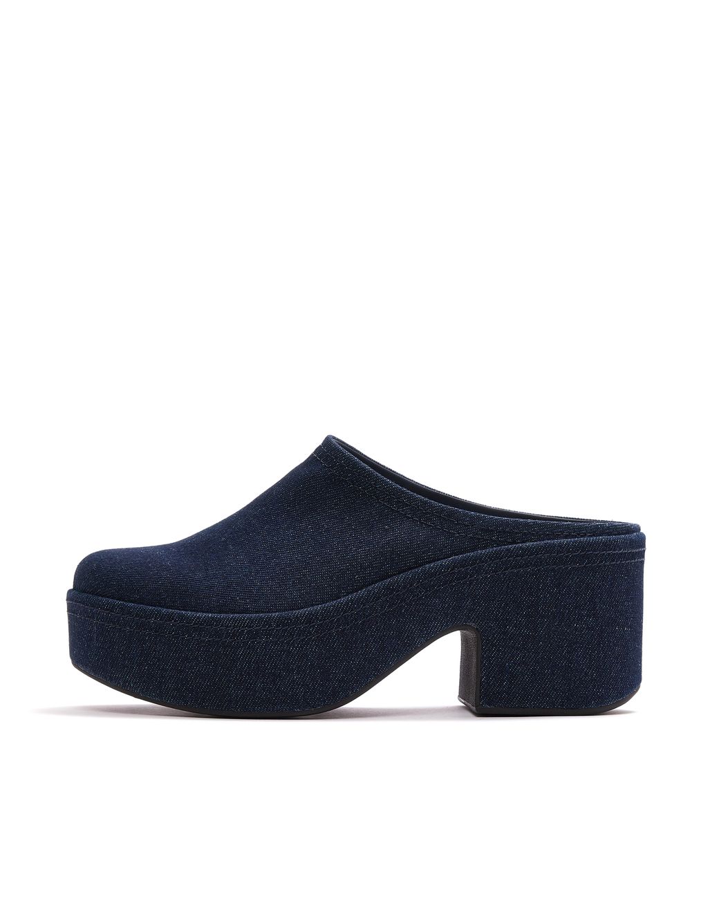 Fitflop Blue Platfforms Denim Heeled Mules Polyester/Cotton, Size: Uk