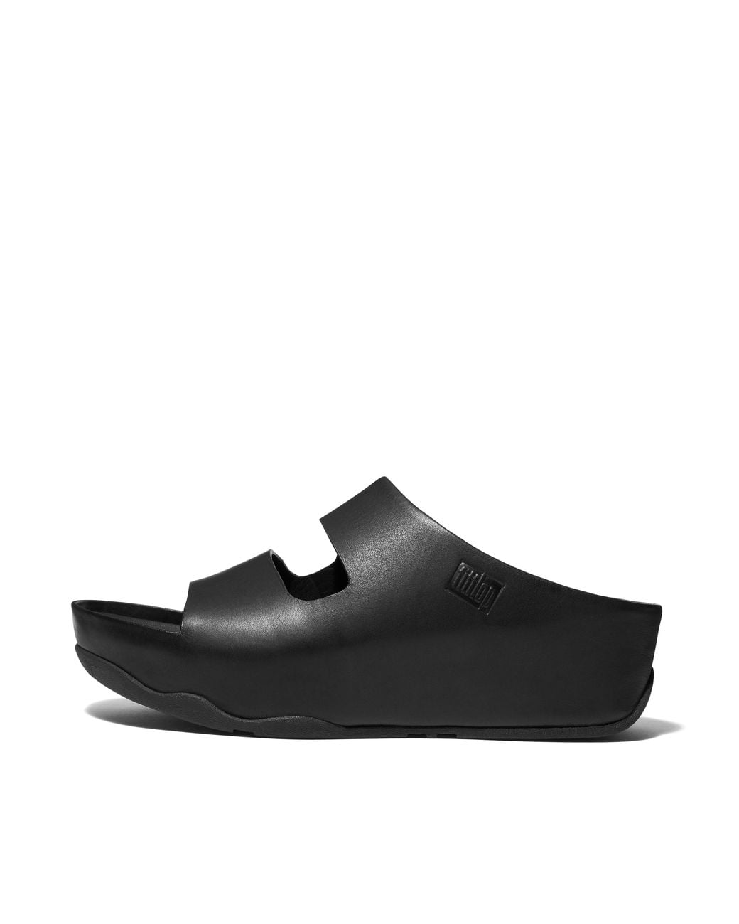 Fitflop Black Shuv Two-Bar Leather Slides