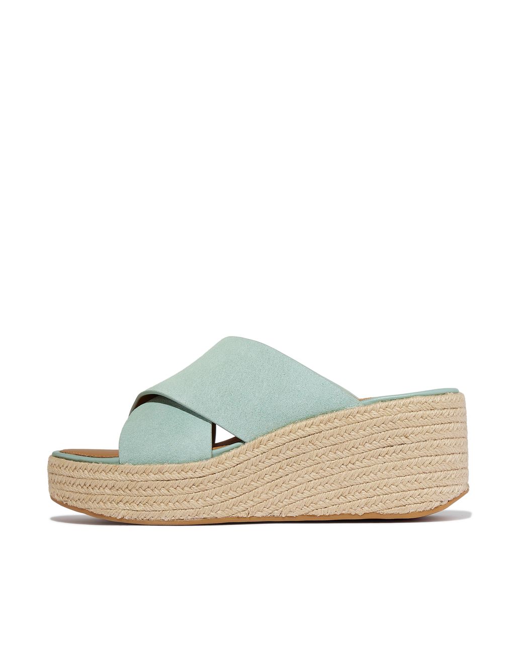 Fitflop Blue Platfforms Espadrille Suede Wedge Cross Slides