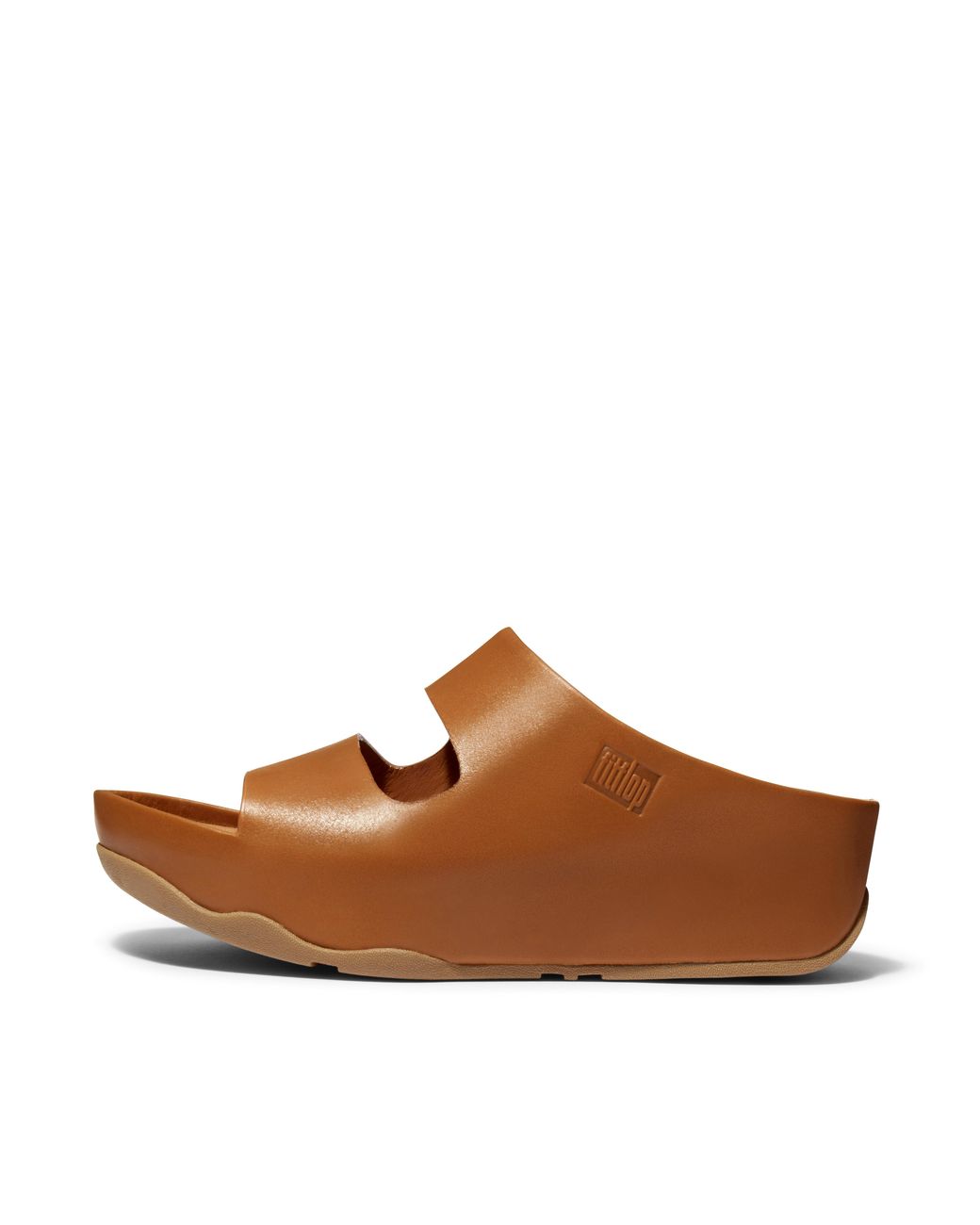 Fitflop Brown Shuv Two-Bar Leather Slides
