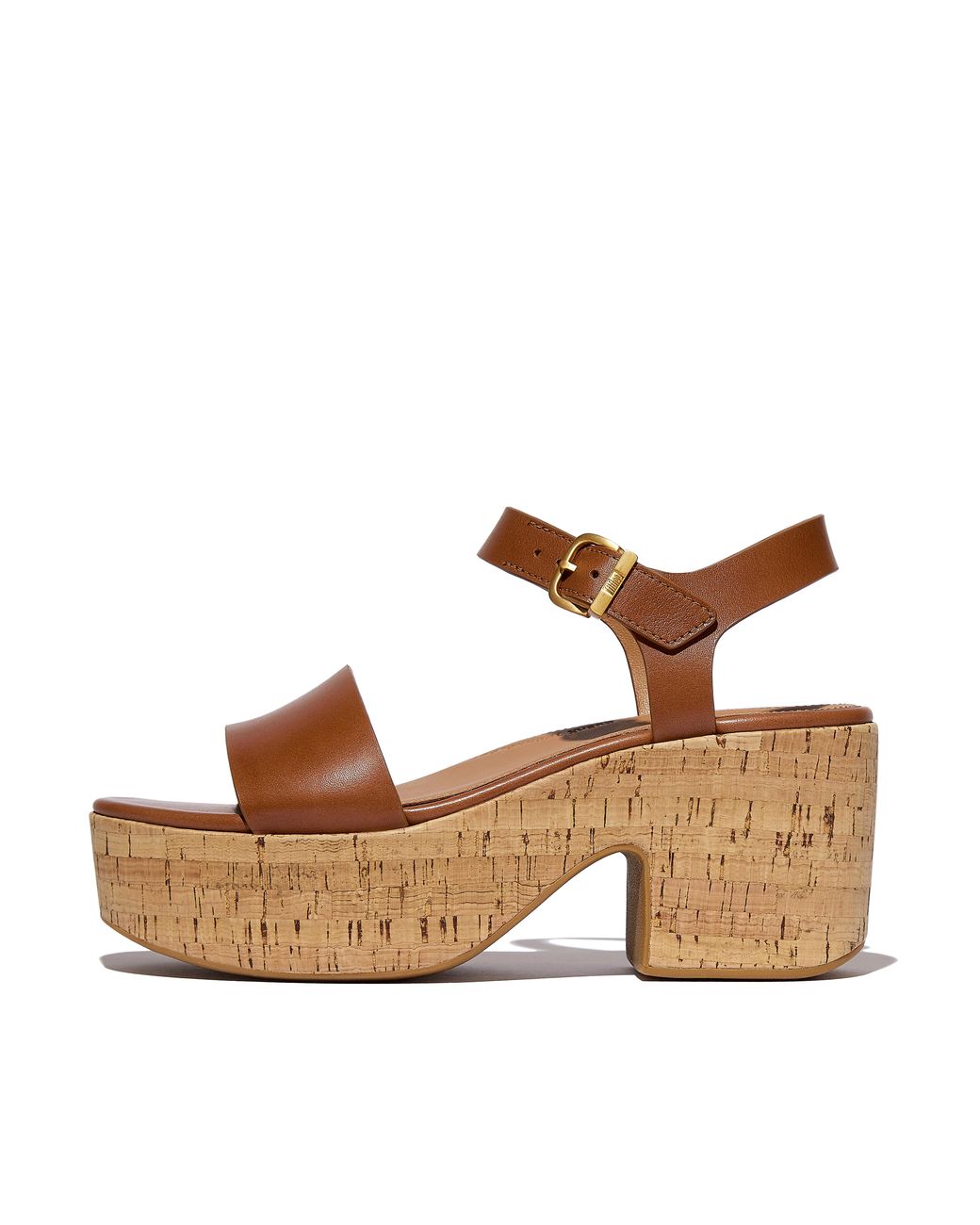 Fitflop Brown Platfforms Leather/Cork Heeled Ankle-Strap Sandals