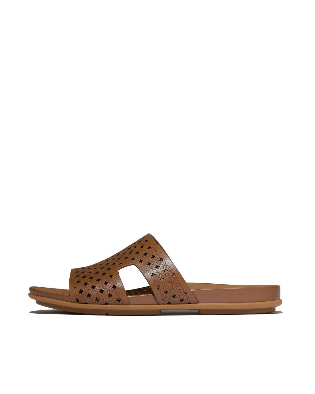 Fitflop Brown Gracie Perf-Leather H-Bar Slides