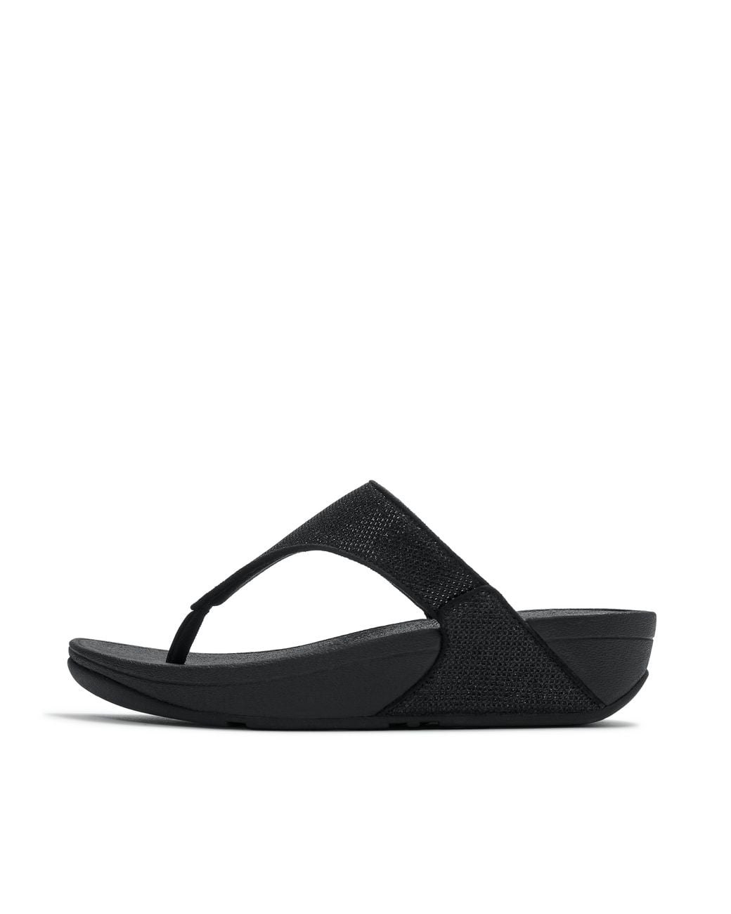 Fitflop Black Lulu Shimmerglitz Toe-Post Sandals Cotton, Size: Uk