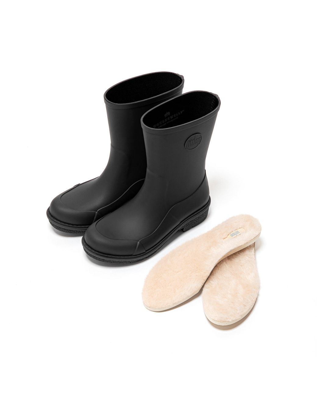 Fitflop Black Wonderwelly Luxe Shearling Insoles