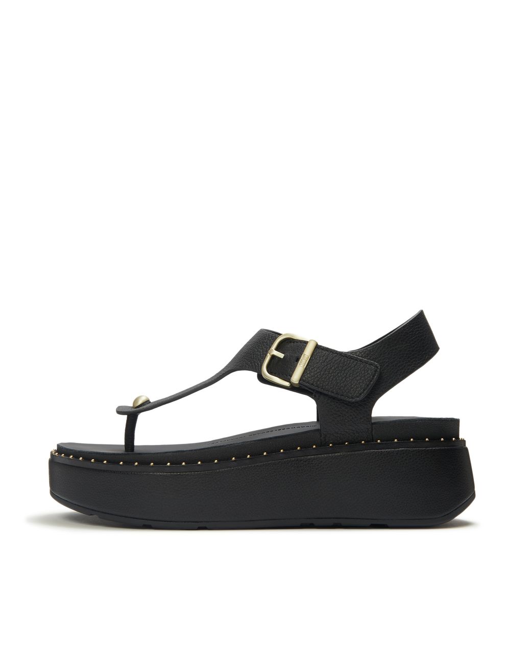 Fitflop Black Gen-Ff Max Buckle Tumbled-Leather Toe-Post Sandals