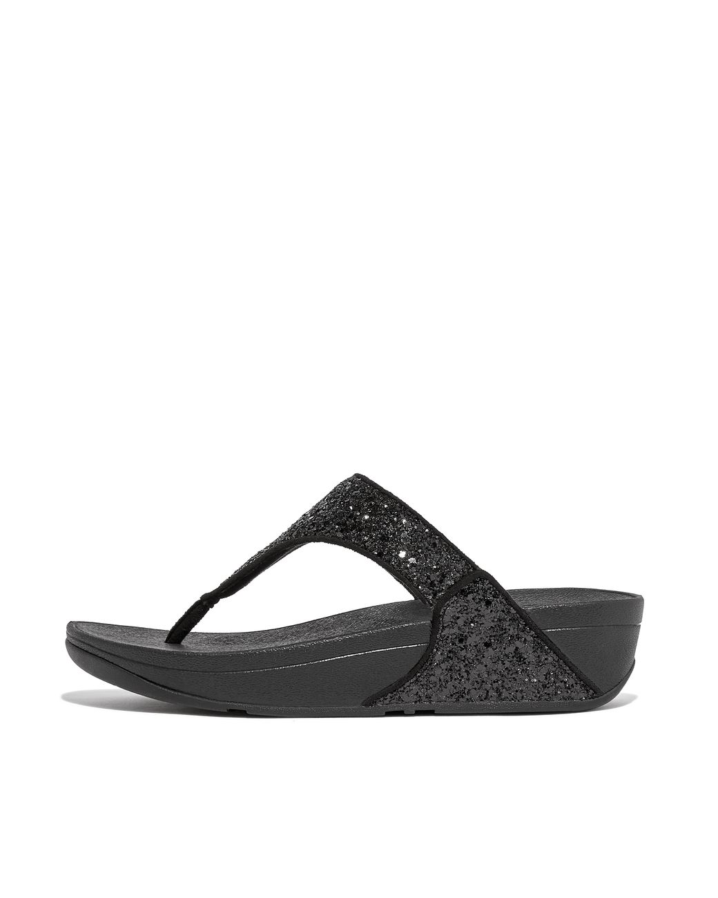 Fitflop Black Lulu Glitter Toe-Post Sandals Pu/Glitter
