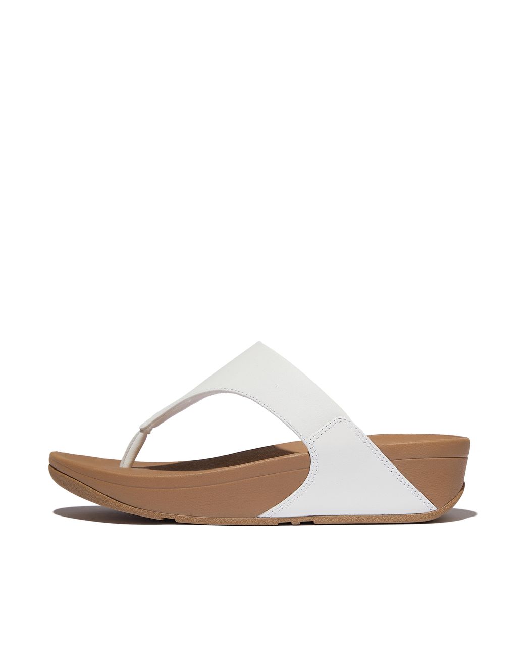 Fitflop White Lulu Leather Toe-Post Sandals, Size: Uk