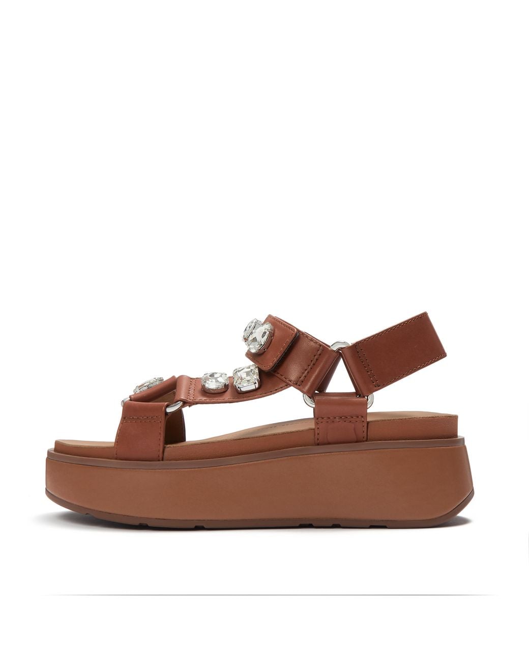 Fitflop Brown Gen-Ff Max Ultra-Jewel Leather Back-Strap Sandals