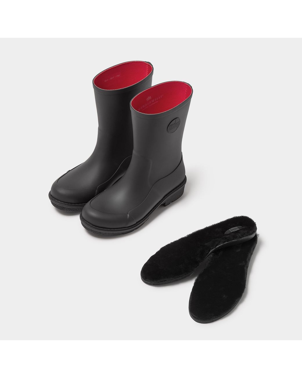 Fitflop Black Wonderwelly Luxe Shearling Insoles