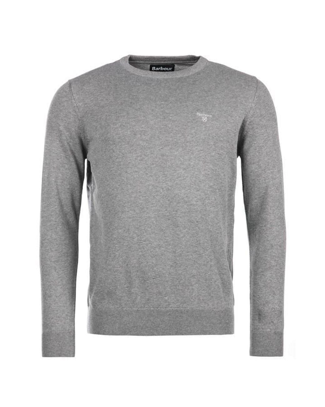 Barbour Gray Crew Neck Sweater for men