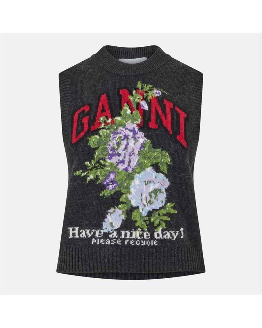 Ganni Blue Rose Wool Vest for men