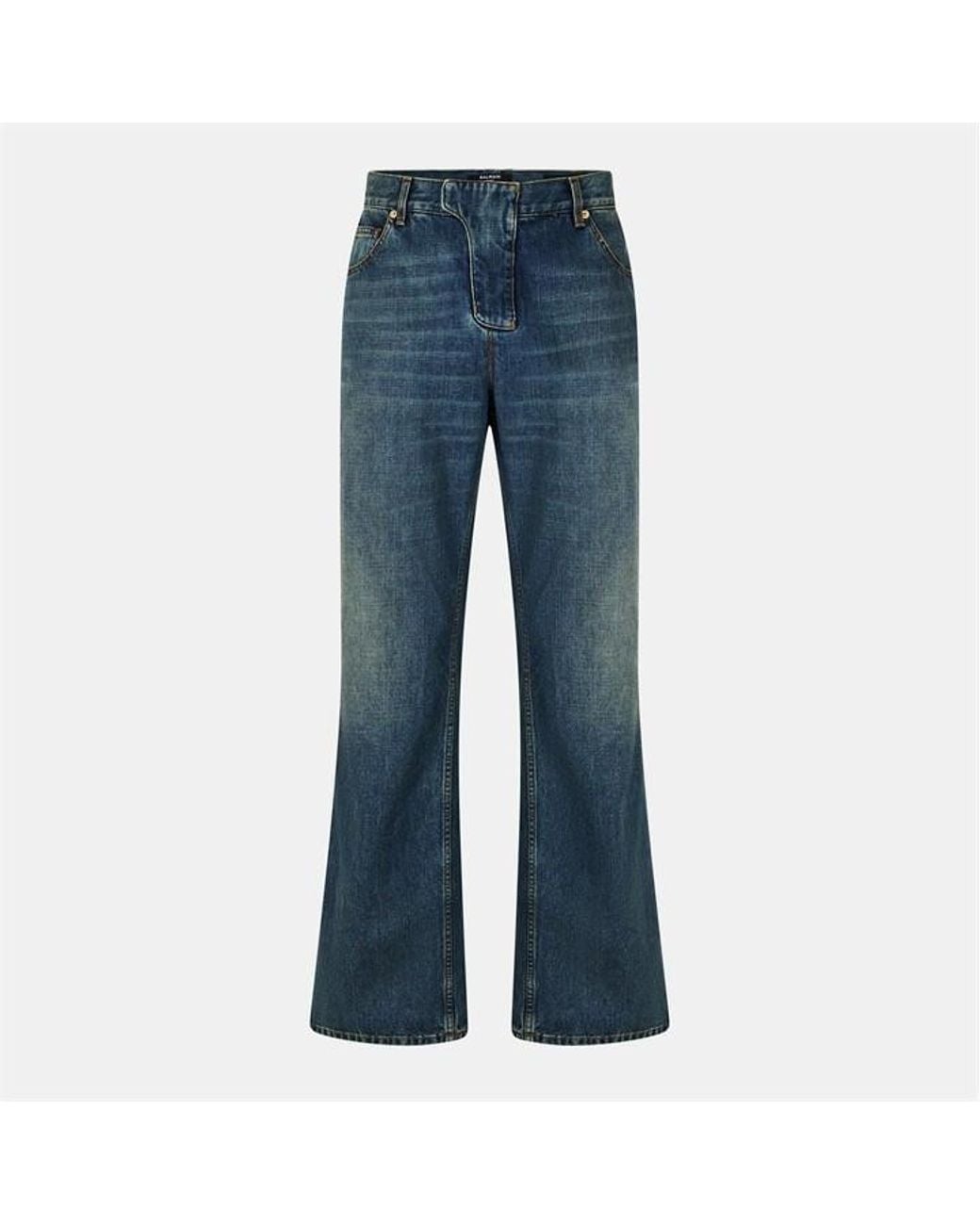 Balmain Blue Straight Leg Jeans for men