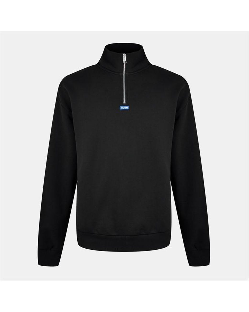 HUGO Black Kneeler Quarter Zip Sweatshirt for men