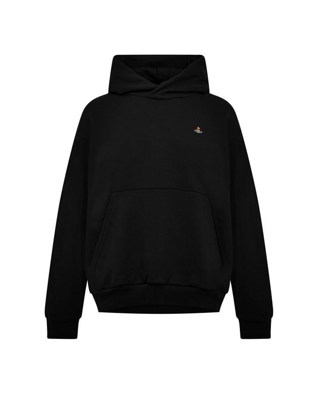 Vivienne Westwood Black Cotton Embroidered Orb Hoodie for men