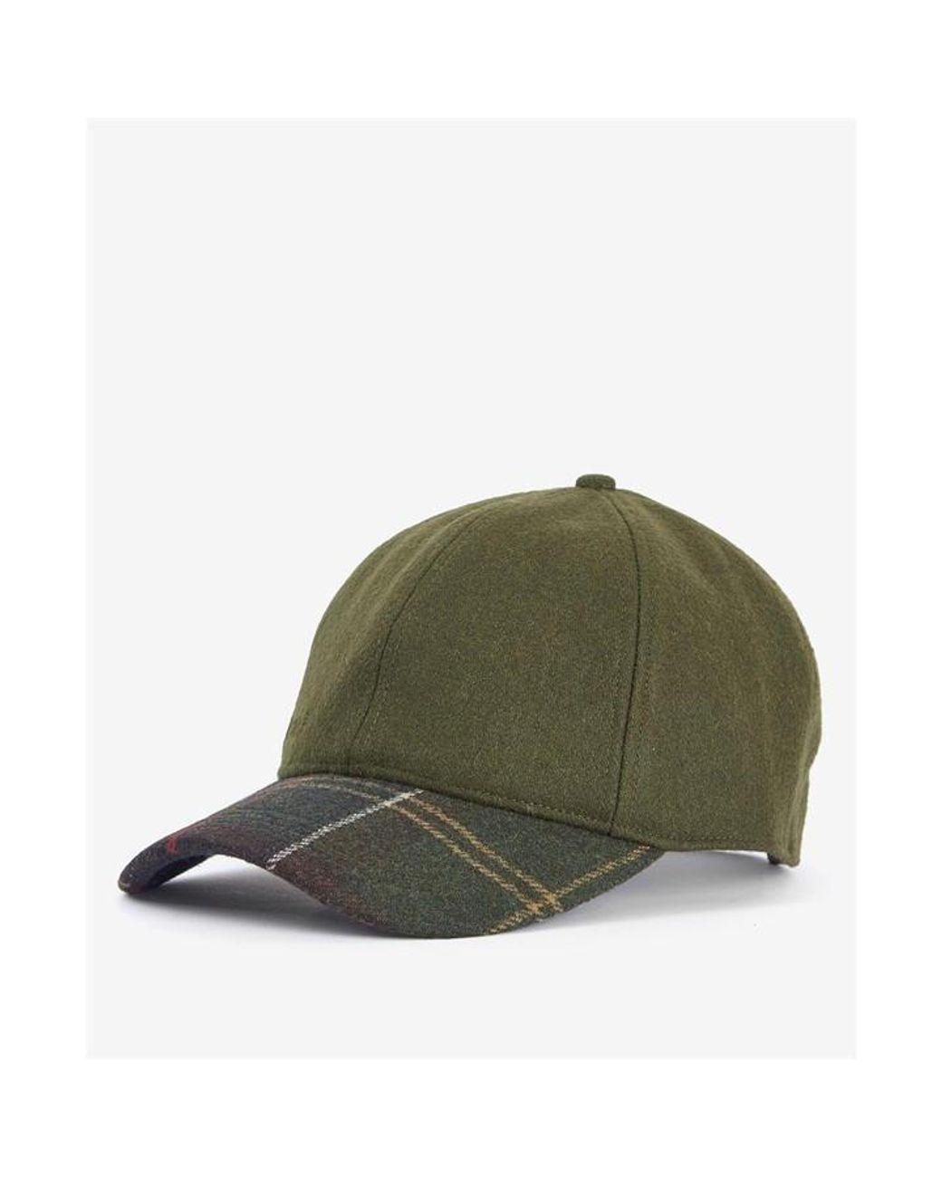 Barbour Green Roker Wool Mix Tartan Visor Cap for men