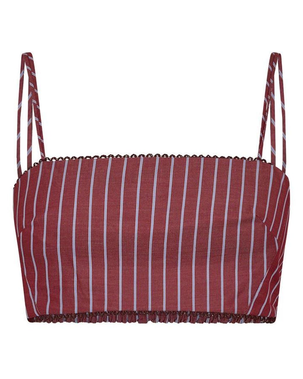 ANDAMANE Red Carrie Smock Crop Bandeau Top