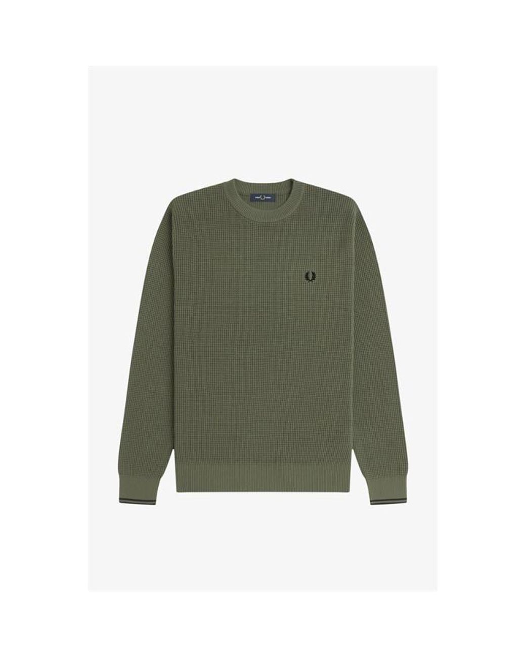 Fred Perry Green Crew Neck Jumper for men