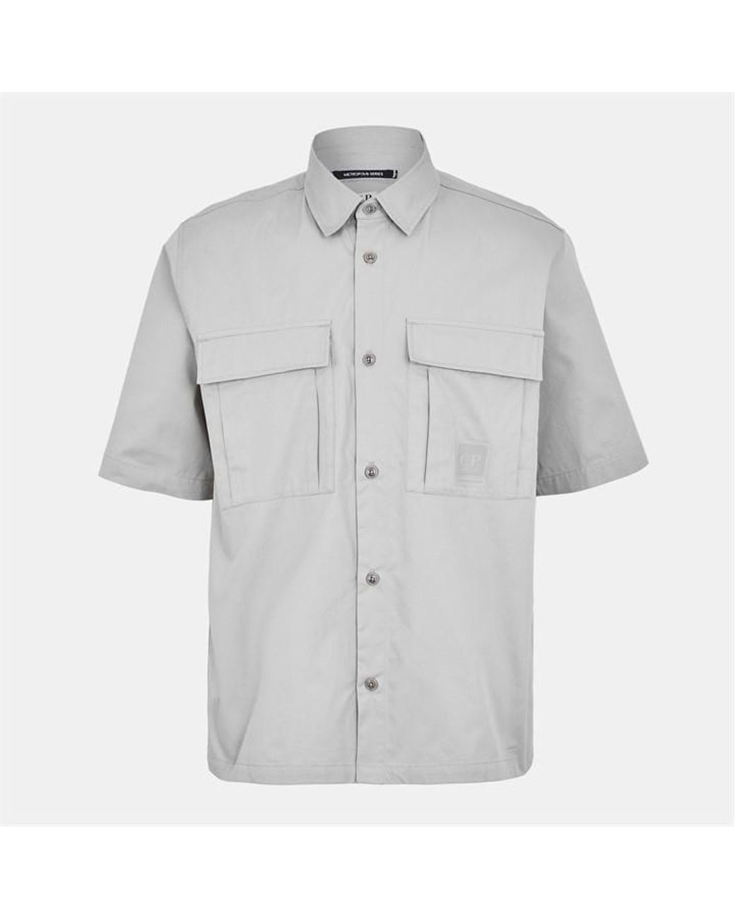CP COMPANY METROPOLIS Gray Short Sleeve Plain Shirt for men