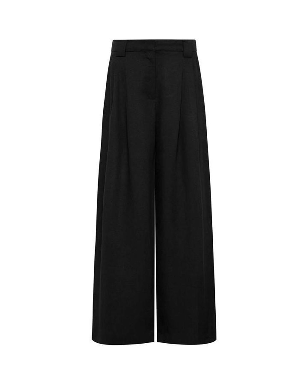St. Agni Black Pleat High Rise Wide Leg Trousers