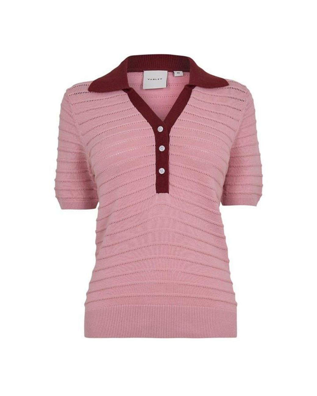 Varley Pink Short Sleeve Polo Shirt