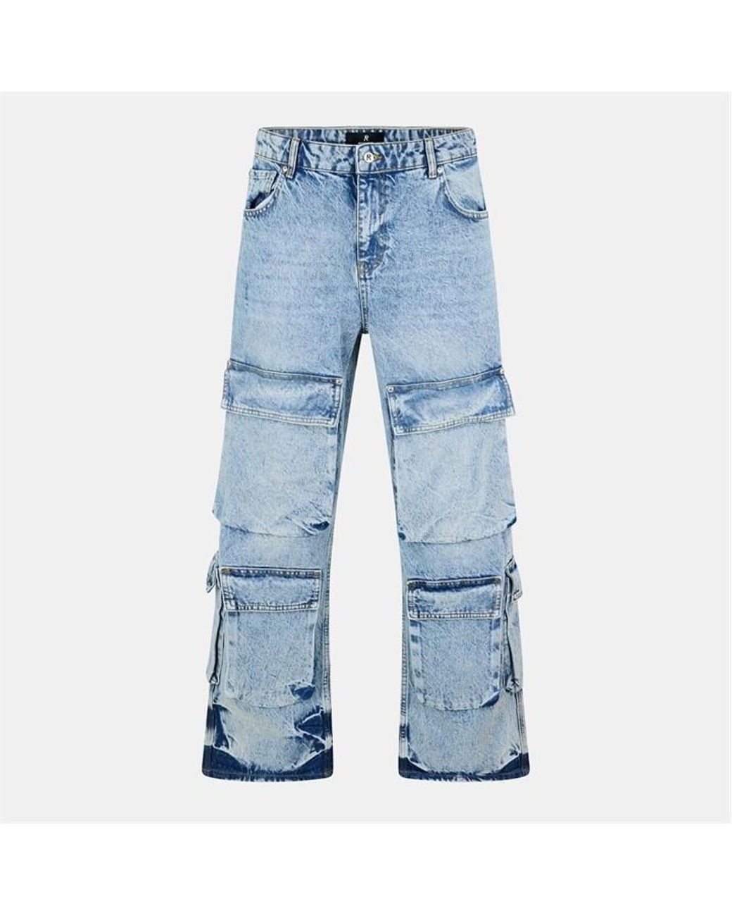 Represent Blue Cargo Jeans for men