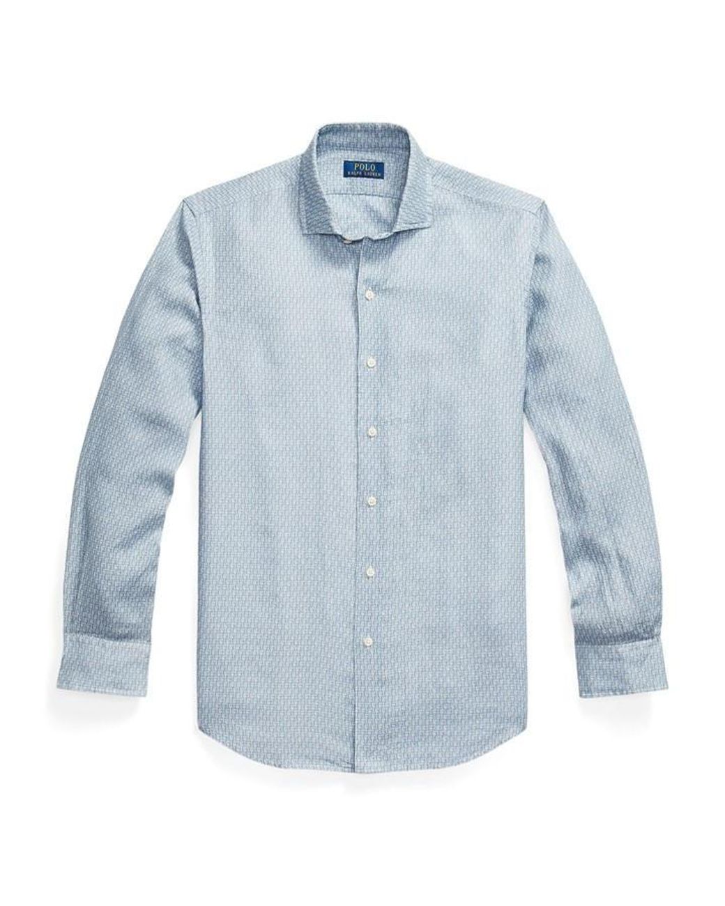 Polo Ralph Lauren Blue Custom Fit Mallet-Print Linen Shirt for men