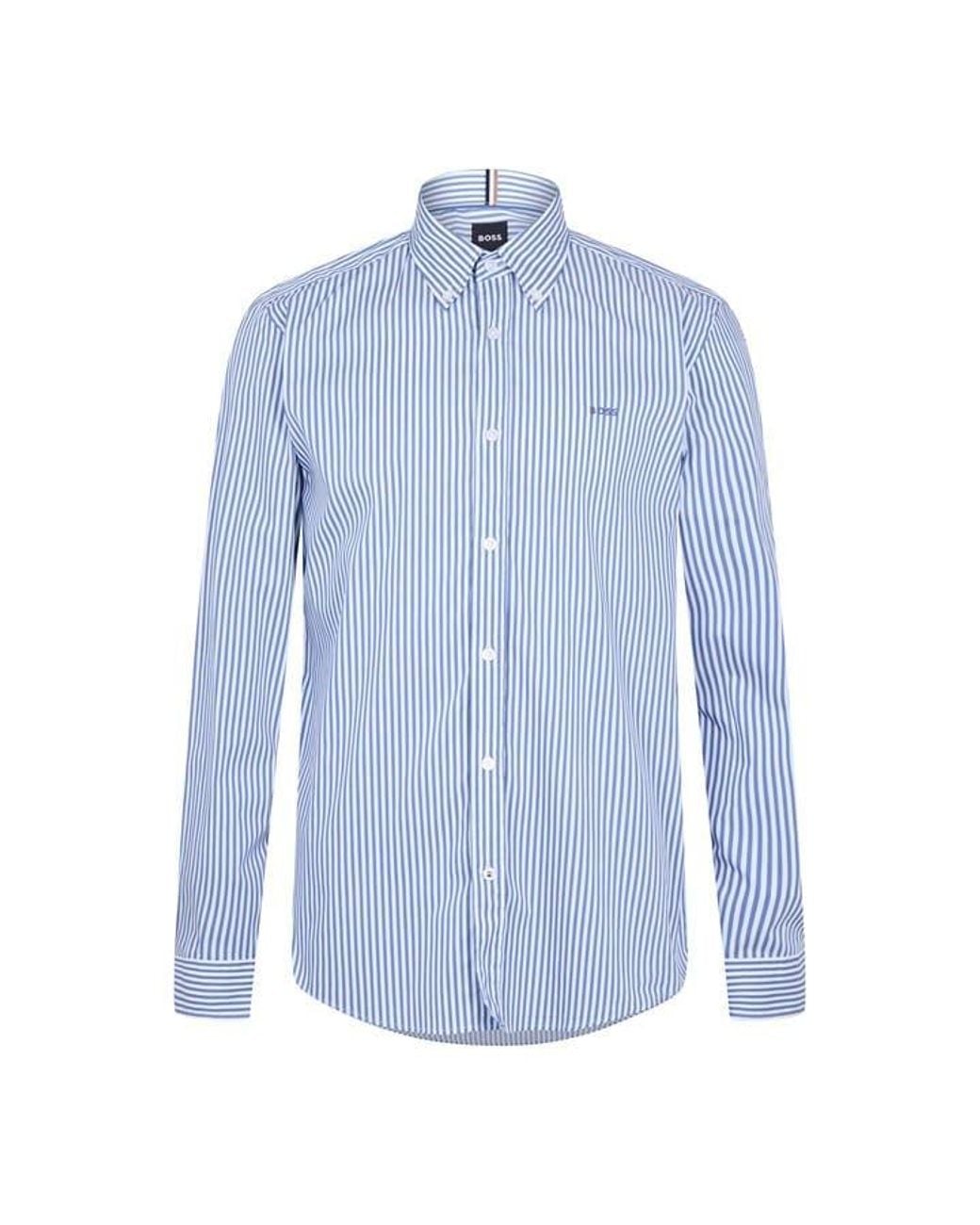 Boss Blue Roan Bd Striped Long Sleeve Shirt for men