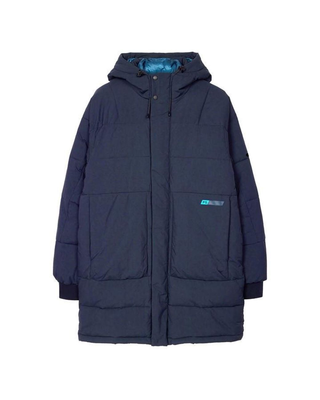 Paul Smith Blue Recycled Hooded Long Sleeve Padded Parka for men