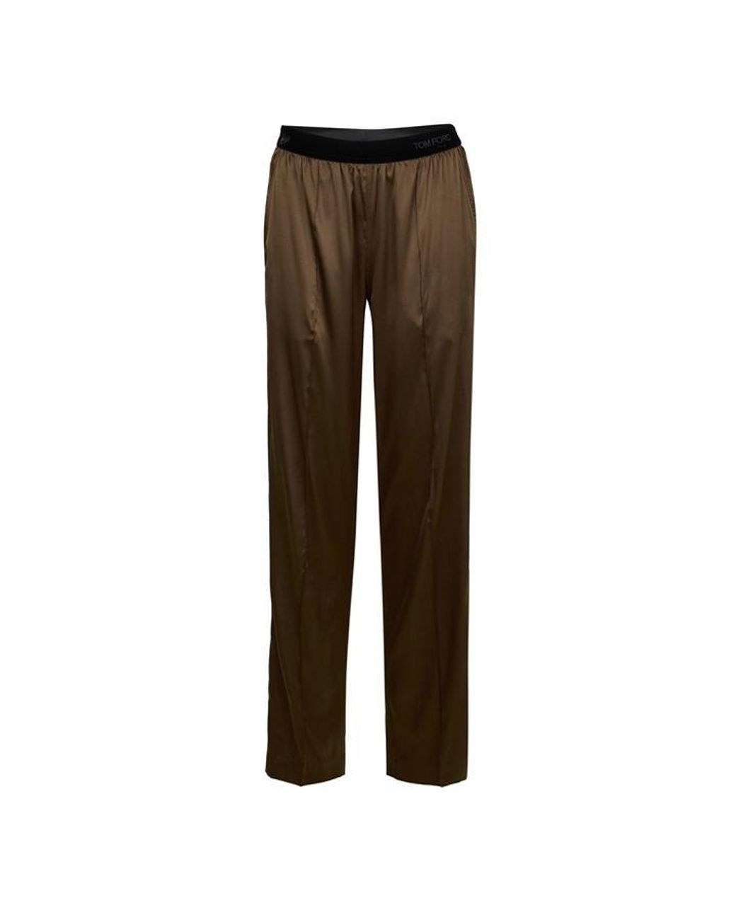 Tom Ford Brown Silk Wide Leg Trousers