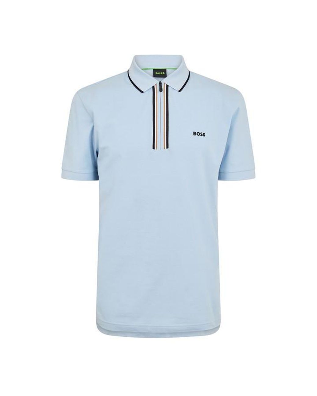 Boss Blue Short Sleeve Zip Polo Shirt (Philix) for men
