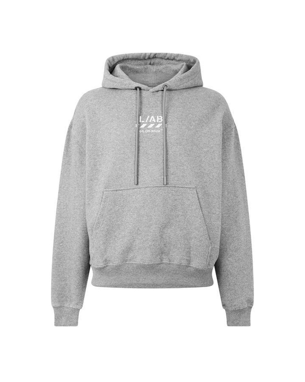 L/AB Off White Gray L/Ab Off Diag Hoody for men