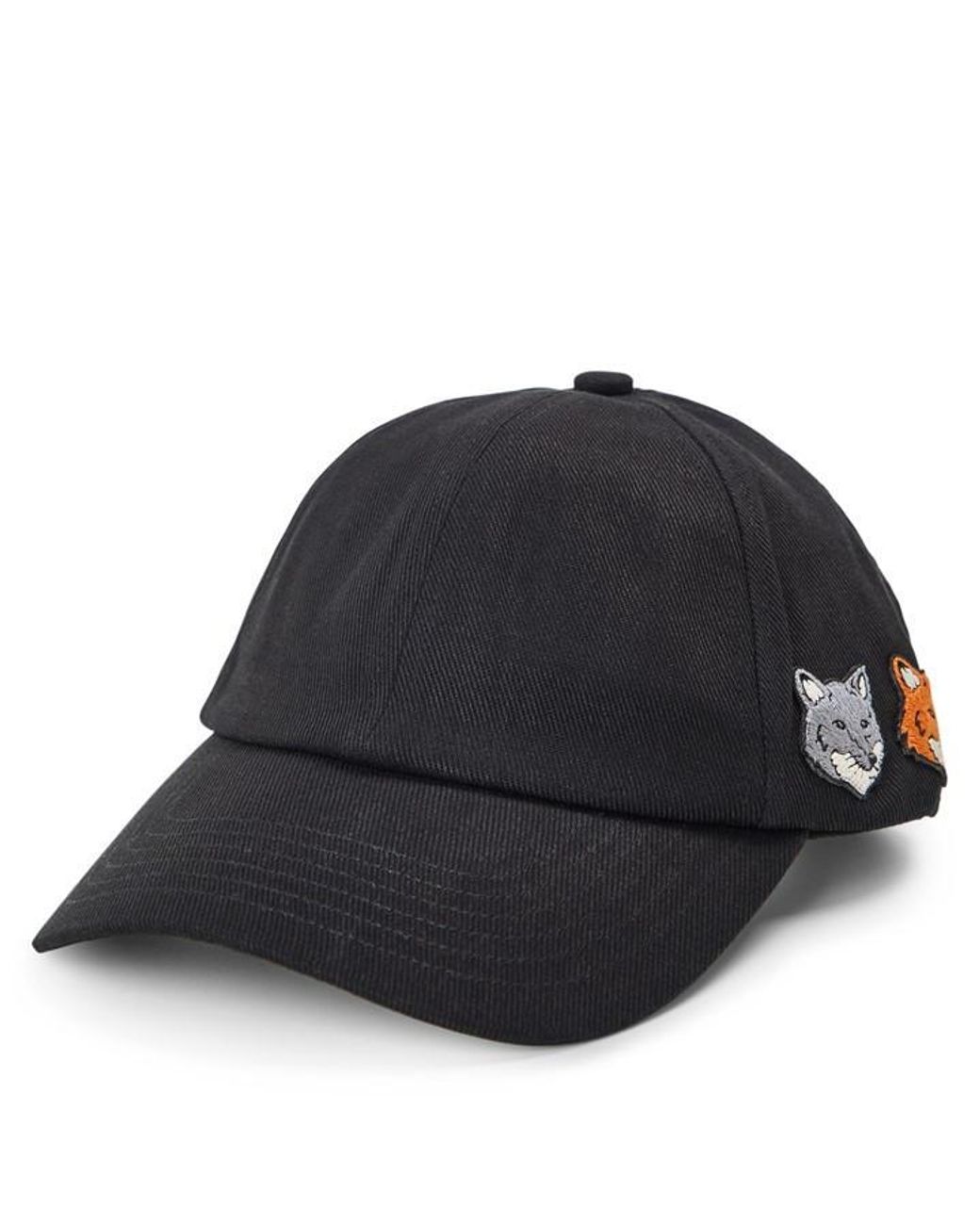 Maison Kitsuné Black Double Fox Baseball Cap for men