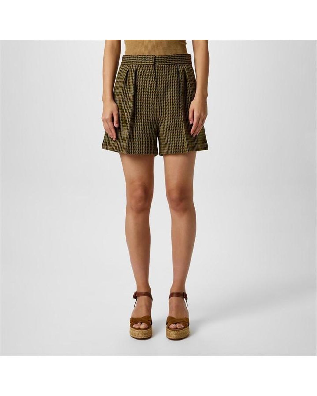 Max Mara Green Patroni Houndstooth Shorts