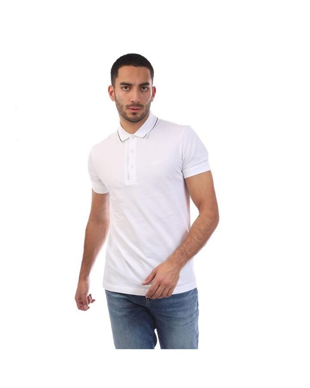 Boss White Paule 4 Slim Fit Polo Shirt With Tonal Logo for men