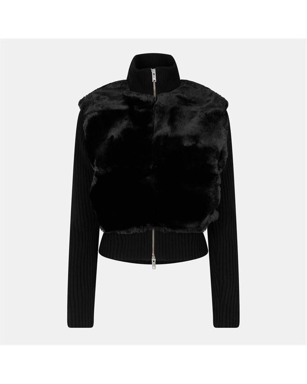 Moose Knuckles Black Dua Bunny Textured Relaxed Fit Cardigan