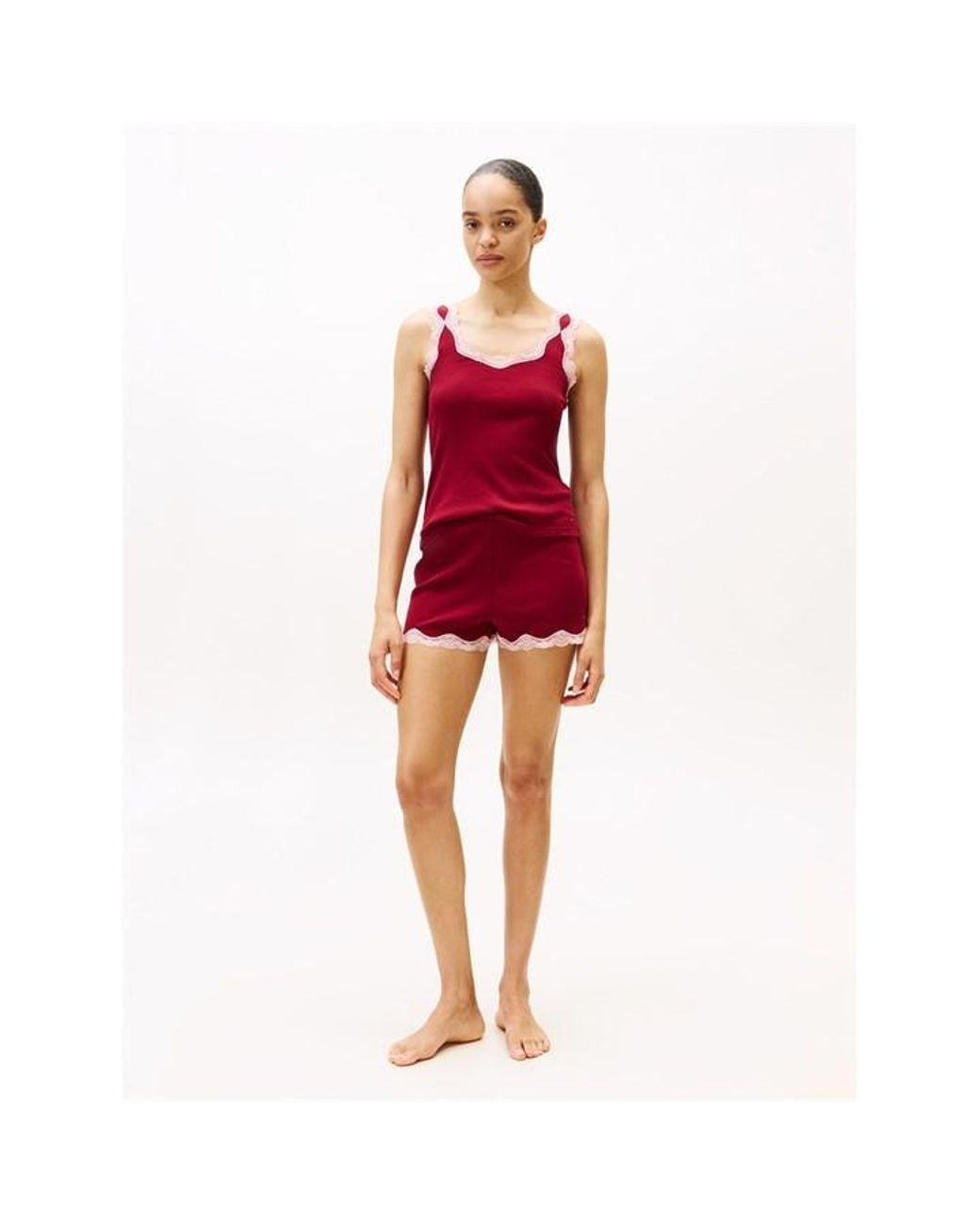 Tommy Hilfiger Red Lace Cami Pyjama Set