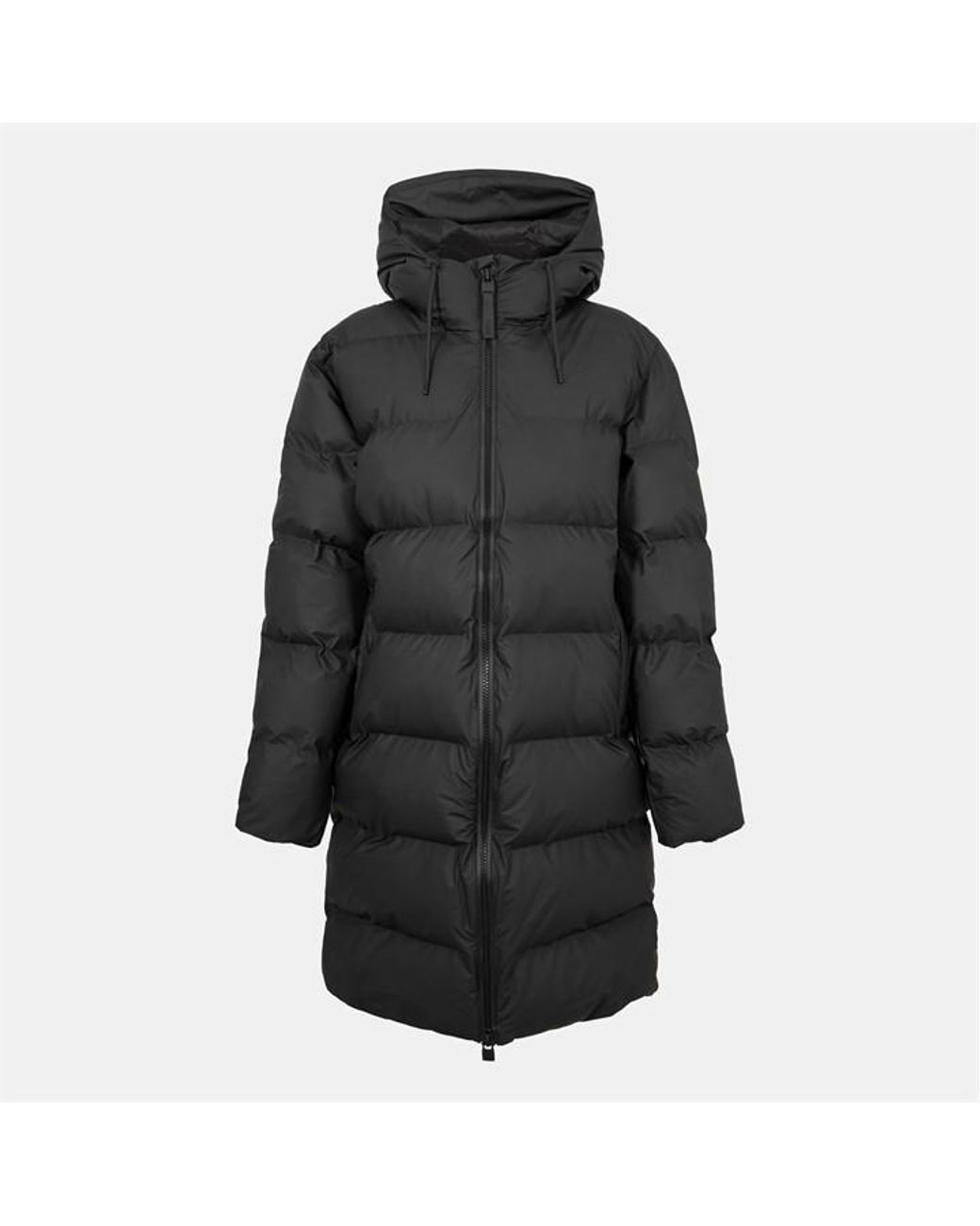 Rains Black Long Puffer Jacket