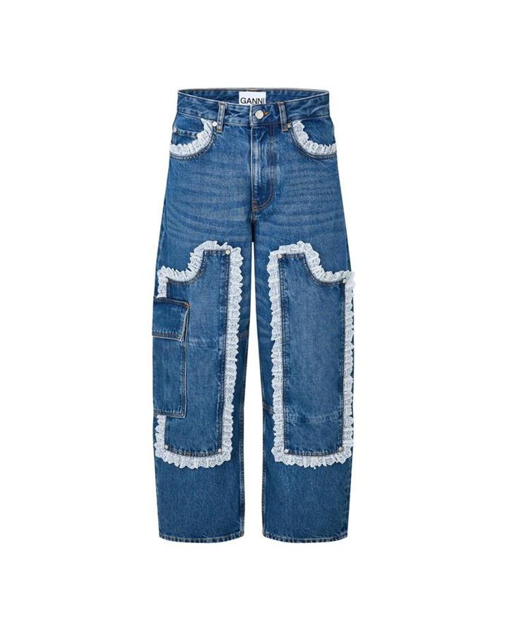 Ganni Blue Denim Audri Straight Leg Jeans