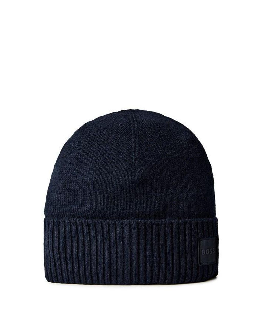 Boss Blue Akaio Ribbed Knit Beanie for men