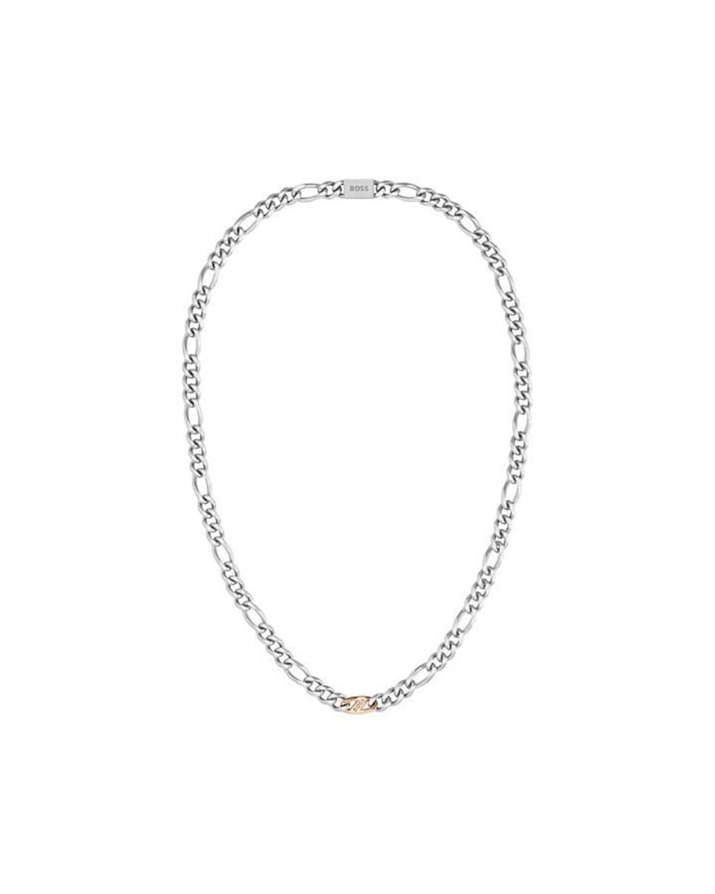 Boss Metallic Rian Stainless Steel Figaro Magnetic Chain Necklace for men