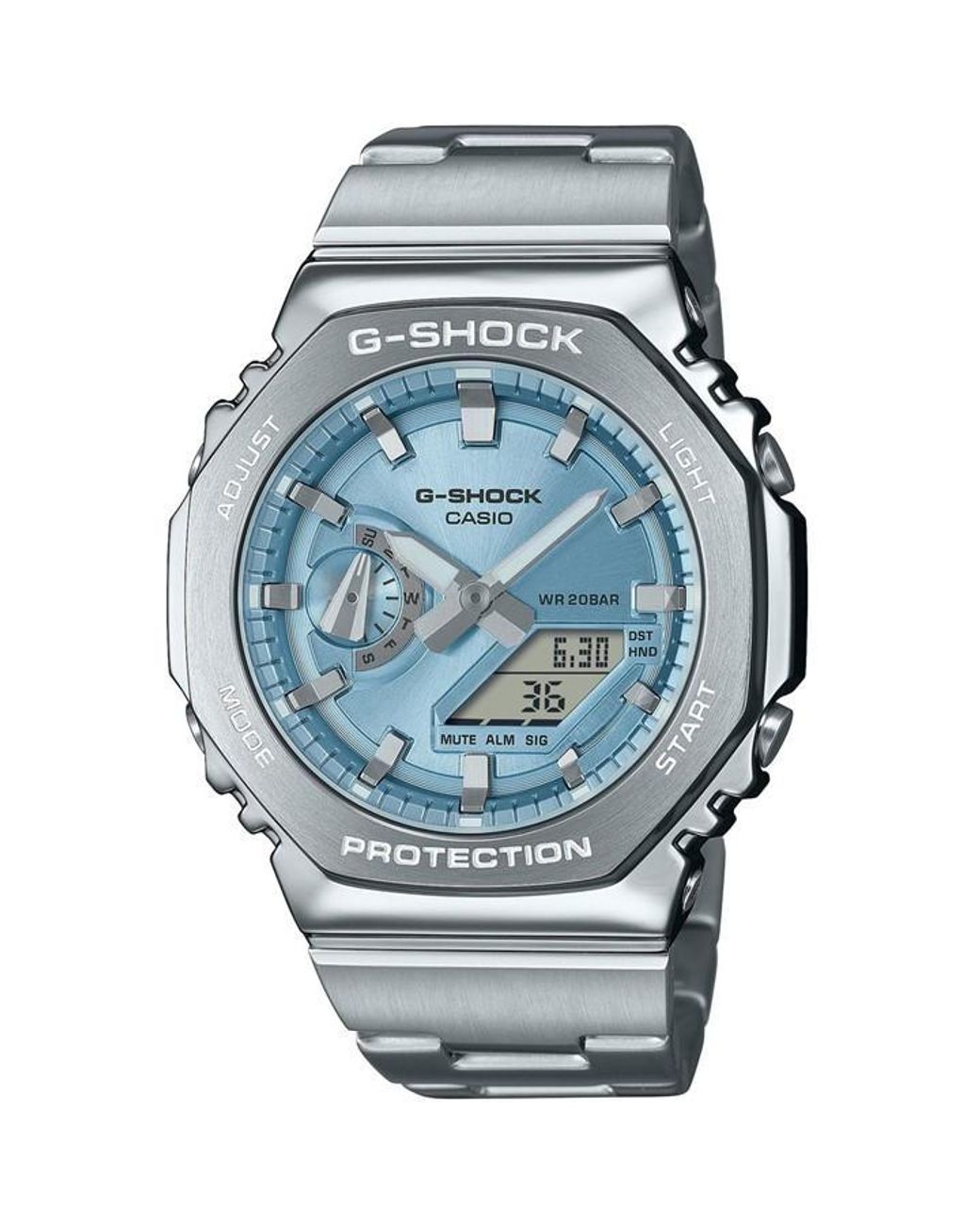 G-Shock Blue Steel Edition Octagonal Stainless Steel Water Resistant Digital Watch